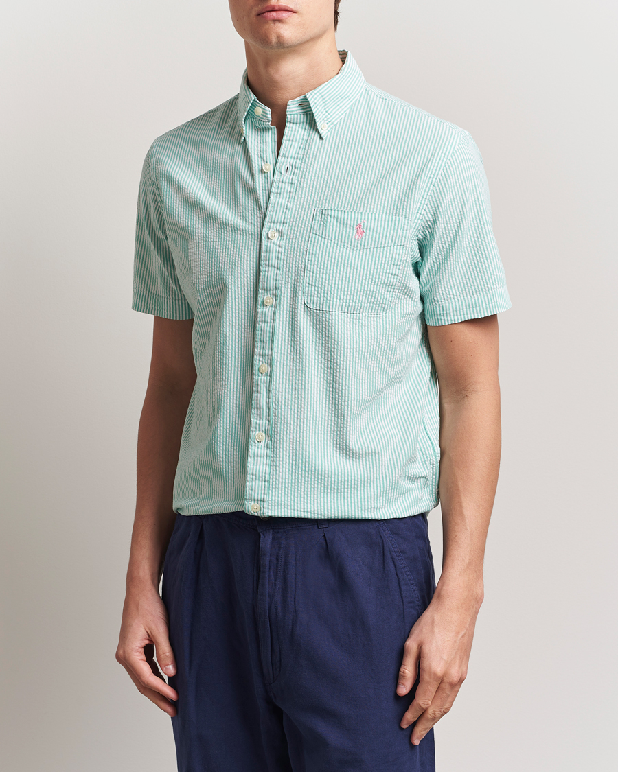 Herren | Hemden | Polo Ralph Lauren | Seersucker Short Sleeve Striped Shirt Green/White