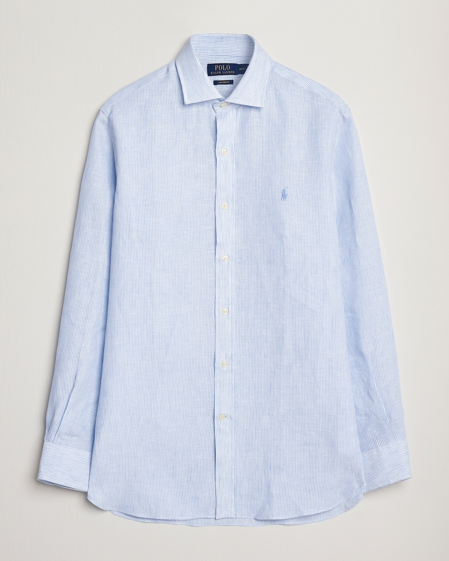 Herren | Hemden | Polo Ralph Lauren | Custom Fit Dressed Striped Linen Shirt Cabana Blue