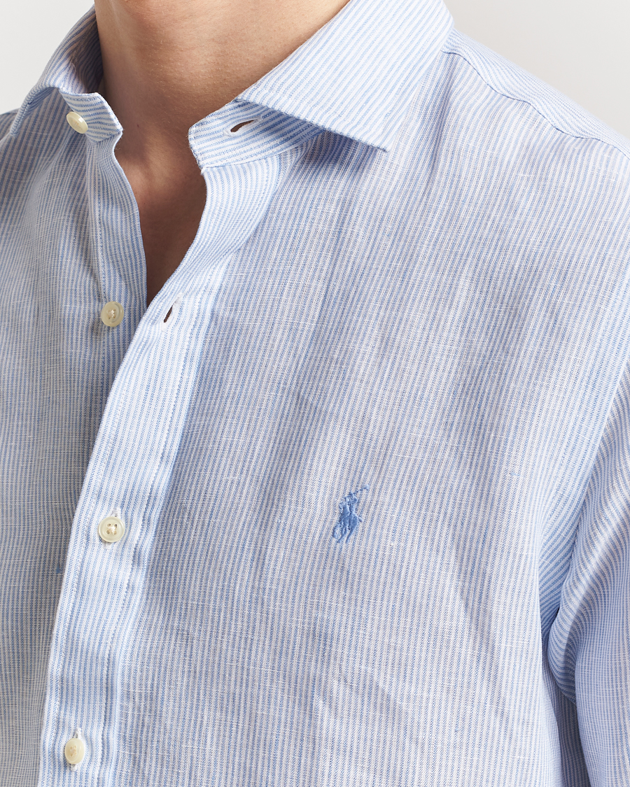 Herren | Hemden | Polo Ralph Lauren | Custom Fit Dressed Striped Linen Shirt Cabana Blue