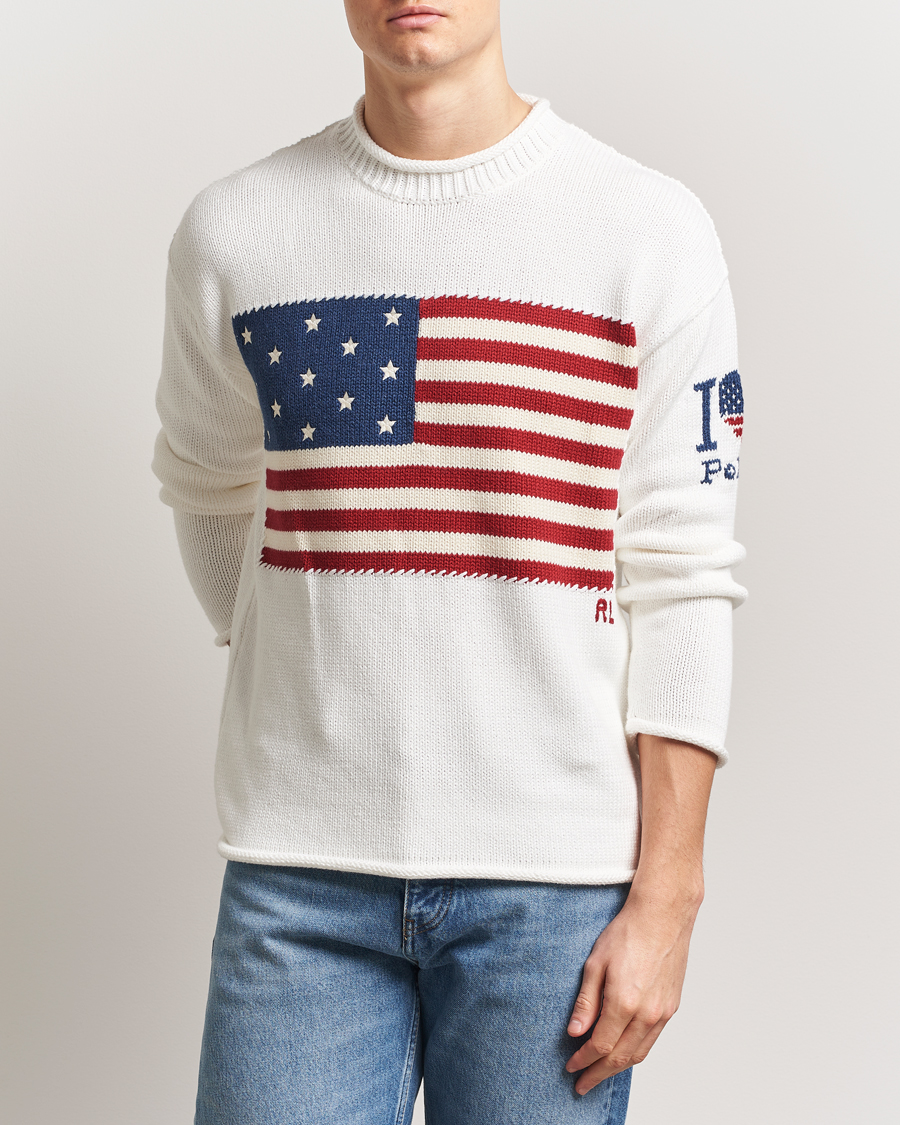 Herren | Pullover | Polo Ralph Lauren | Cotton Flag Sweater Deckwash White
