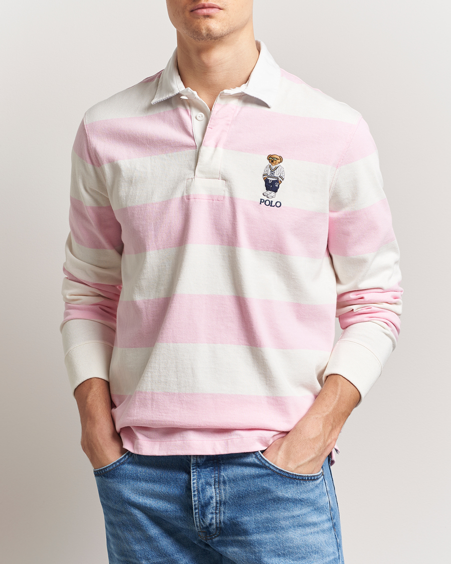 Herren | Pullover | Polo Ralph Lauren | Striped Rugby Varsity Bear Pink/White