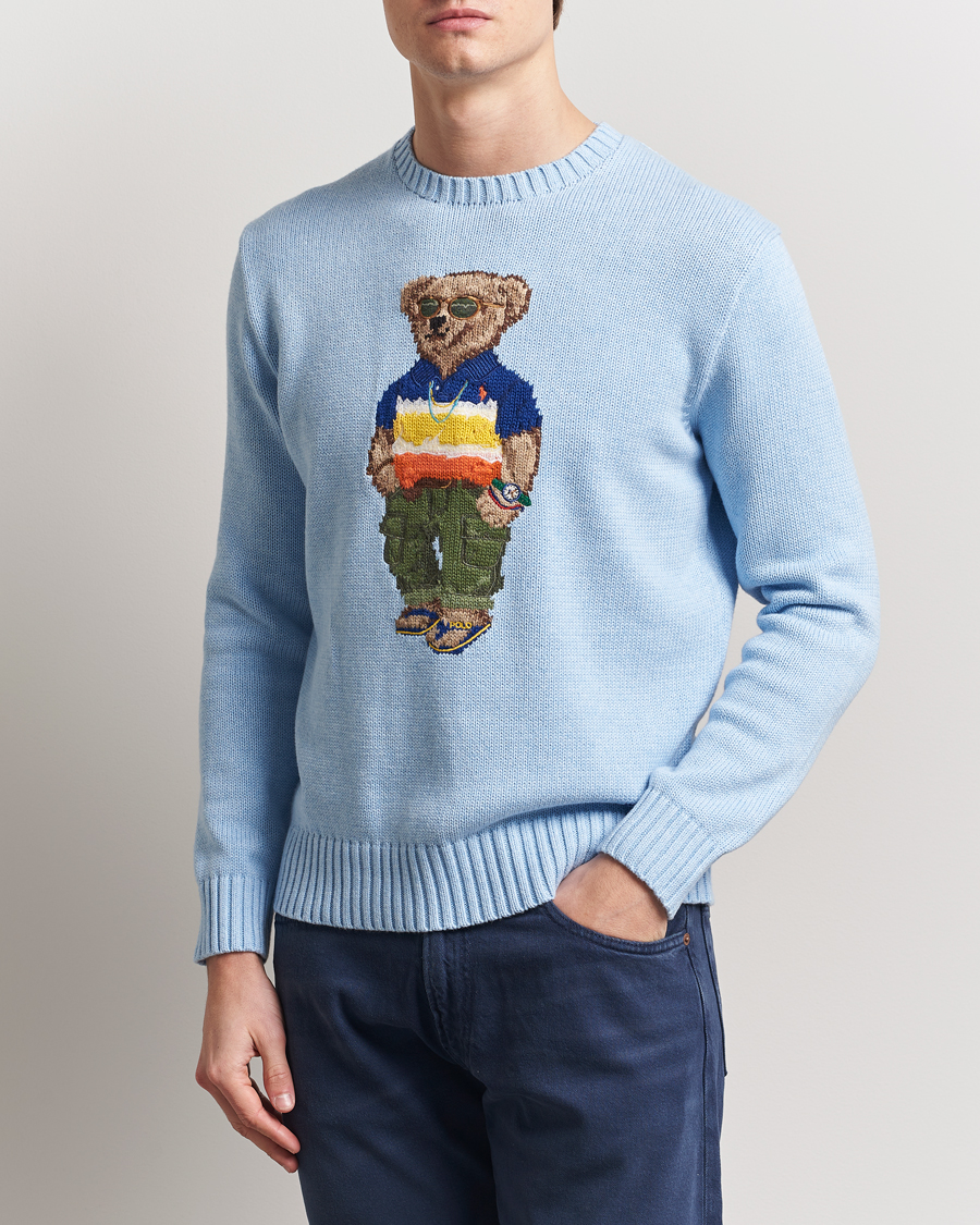 Herren | Pullover | Polo Ralph Lauren | Cotton Knitted Bear Sweatshirt Ocean Pearl Blue