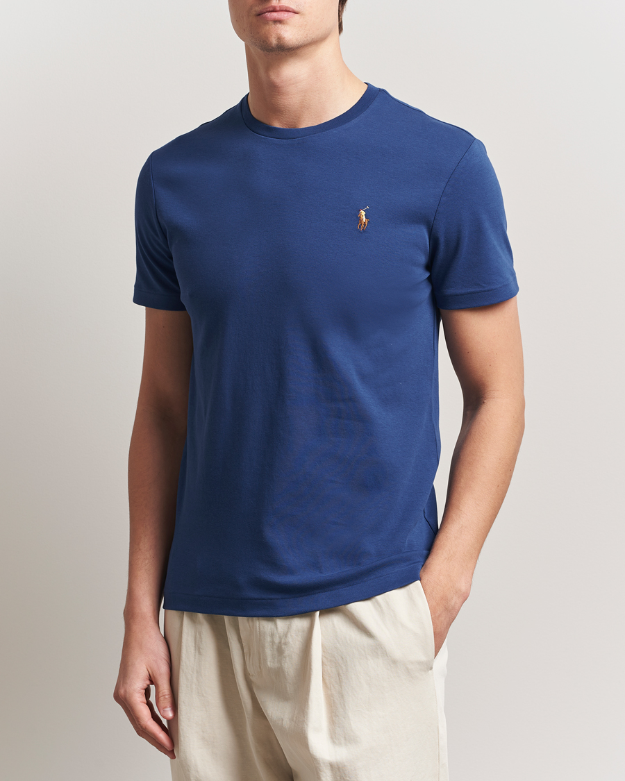 Herren | T-Shirts | Polo Ralph Lauren | Luxury Pima Cotton Crew Neck T-Shirt Annapolis Blue