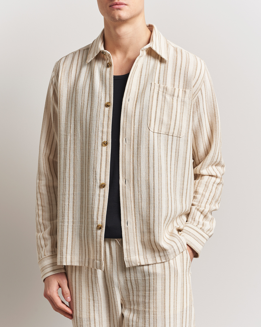 Herren | Hemden | LES DEUX | Shane Stripe Cotton Overshirt Ivory