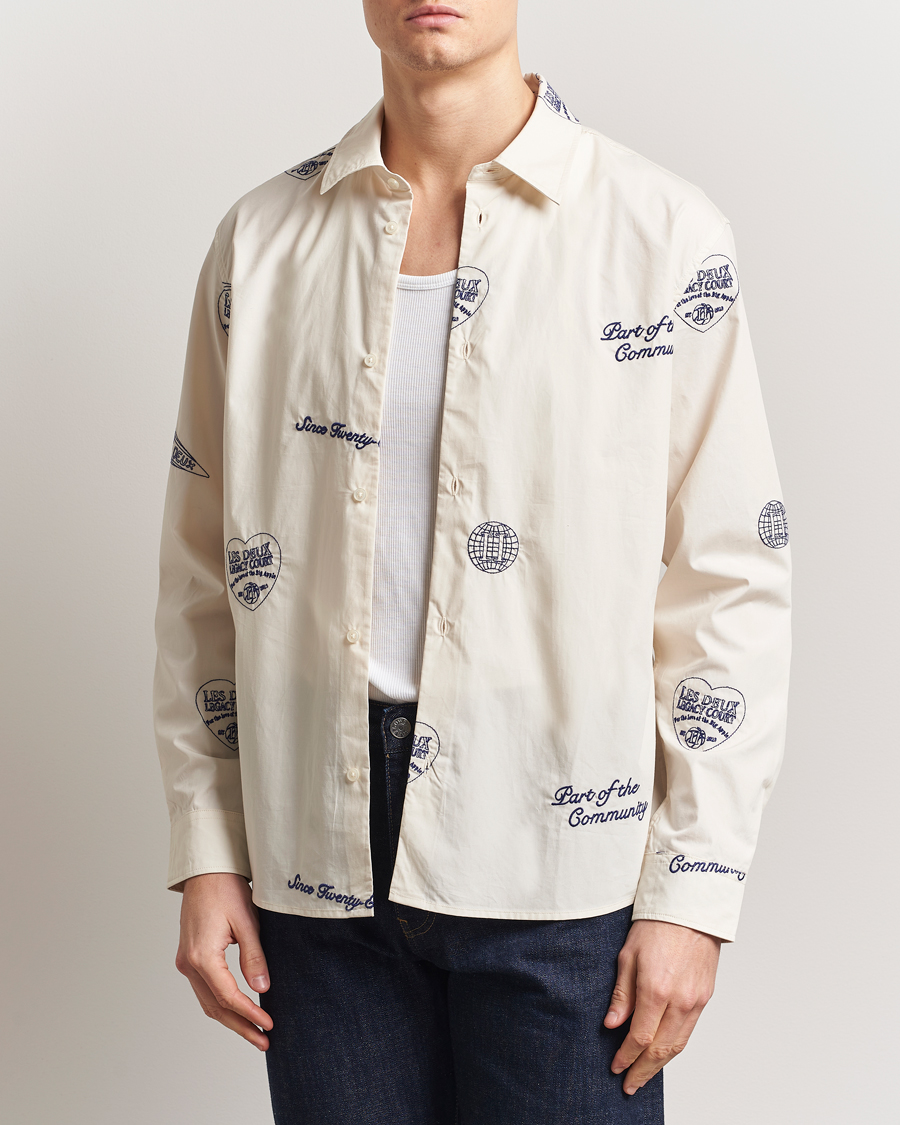 Herren | Hemden | LES DEUX | Kalen All Over Embroidery Shirt Ivory