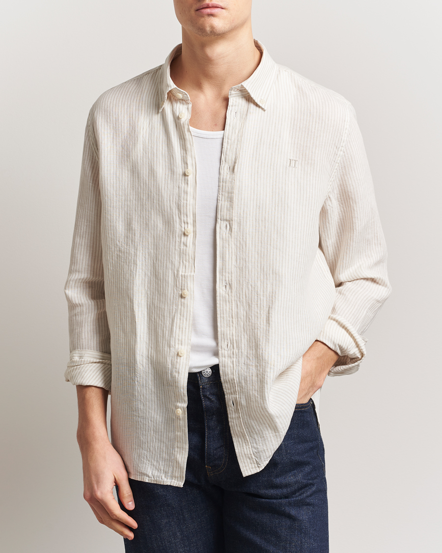 Herren | Hemden | LES DEUX | Kristian Linen Shirt Ivory/Walnut