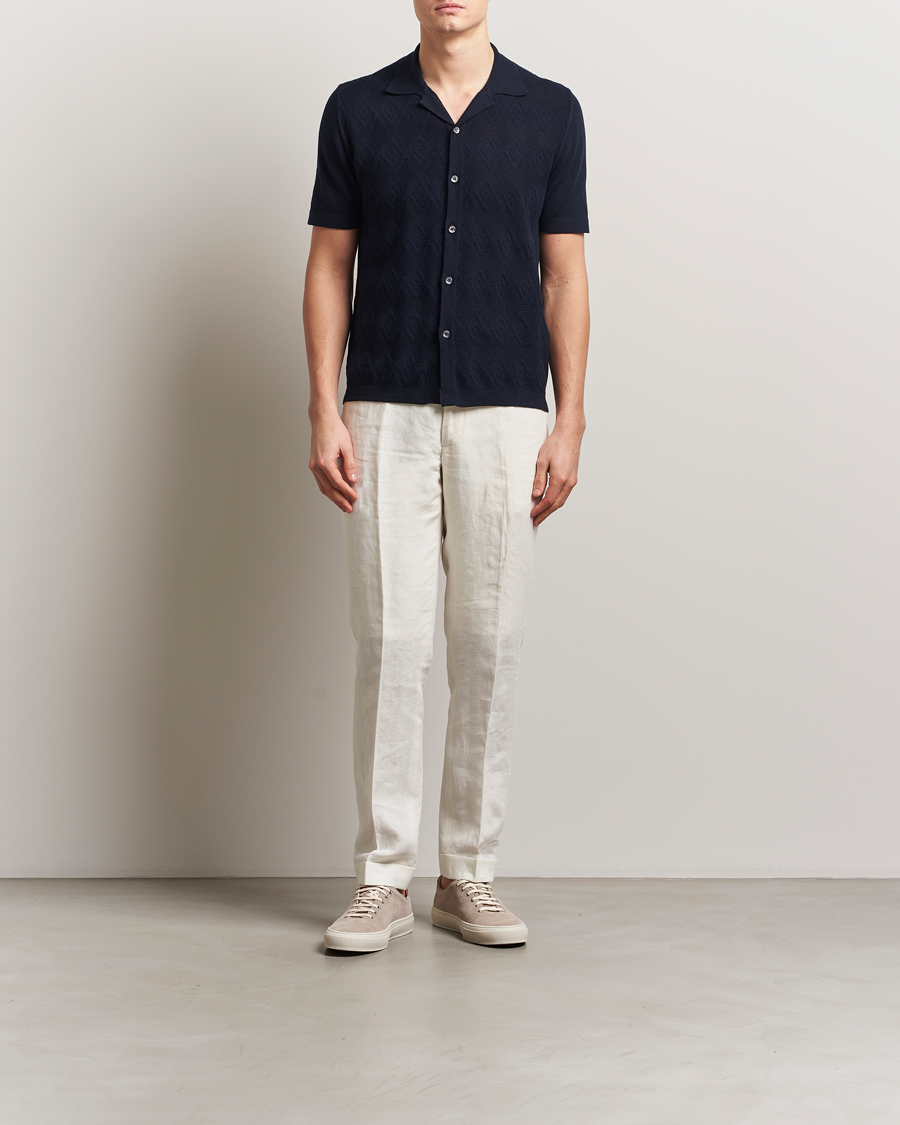 Herren | Hemden | Altea | Jacquard Knit Camp Shirt Navy