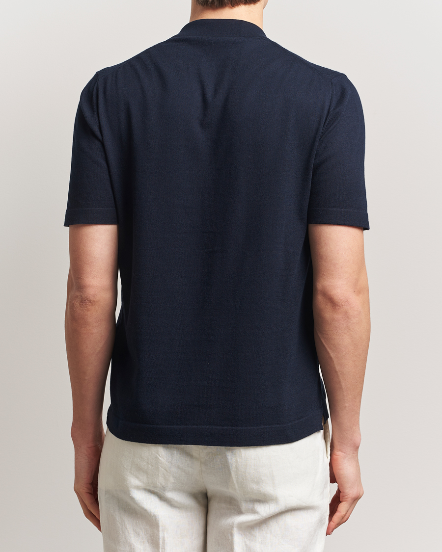 Herren | Hemden | Altea | Jacquard Knit Camp Shirt Navy