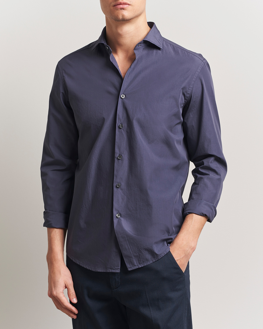 Herren | Hemden | Altea | Washed Poplin Sport Shirt Dark Blue