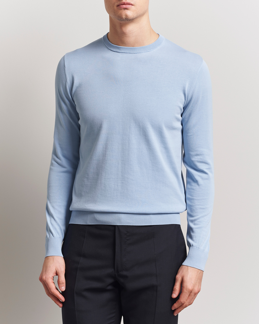 Herren | Pullover | Aspesi | Rib Cotton Crew Neck Light Blue