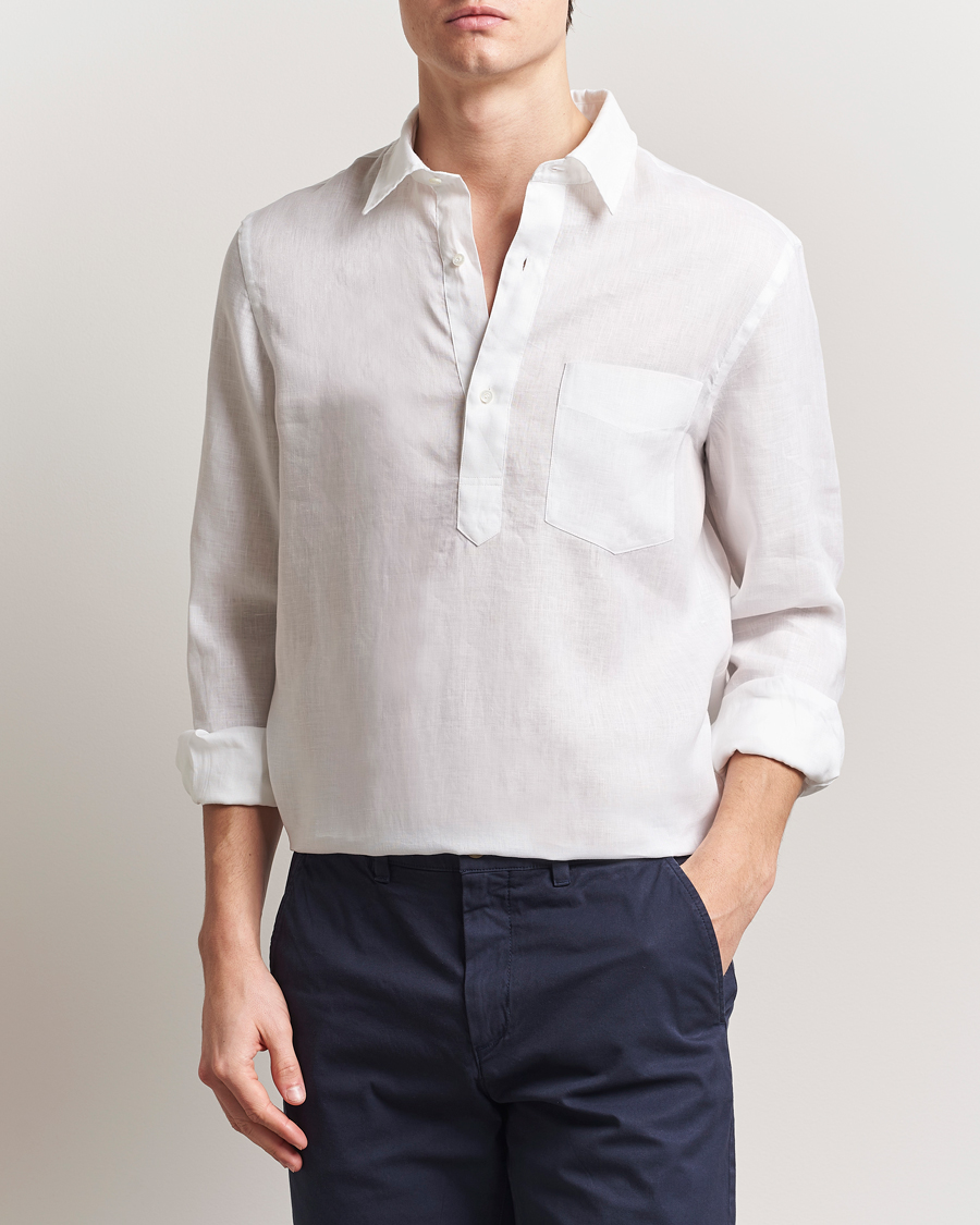 Herren | Hemden | Aspesi | Linen Popover Shirt White