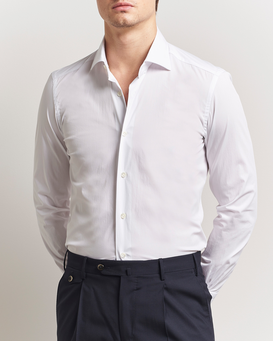Herren | Hemden | Mazzarelli | Soft Cotton Cut Away Shirt White