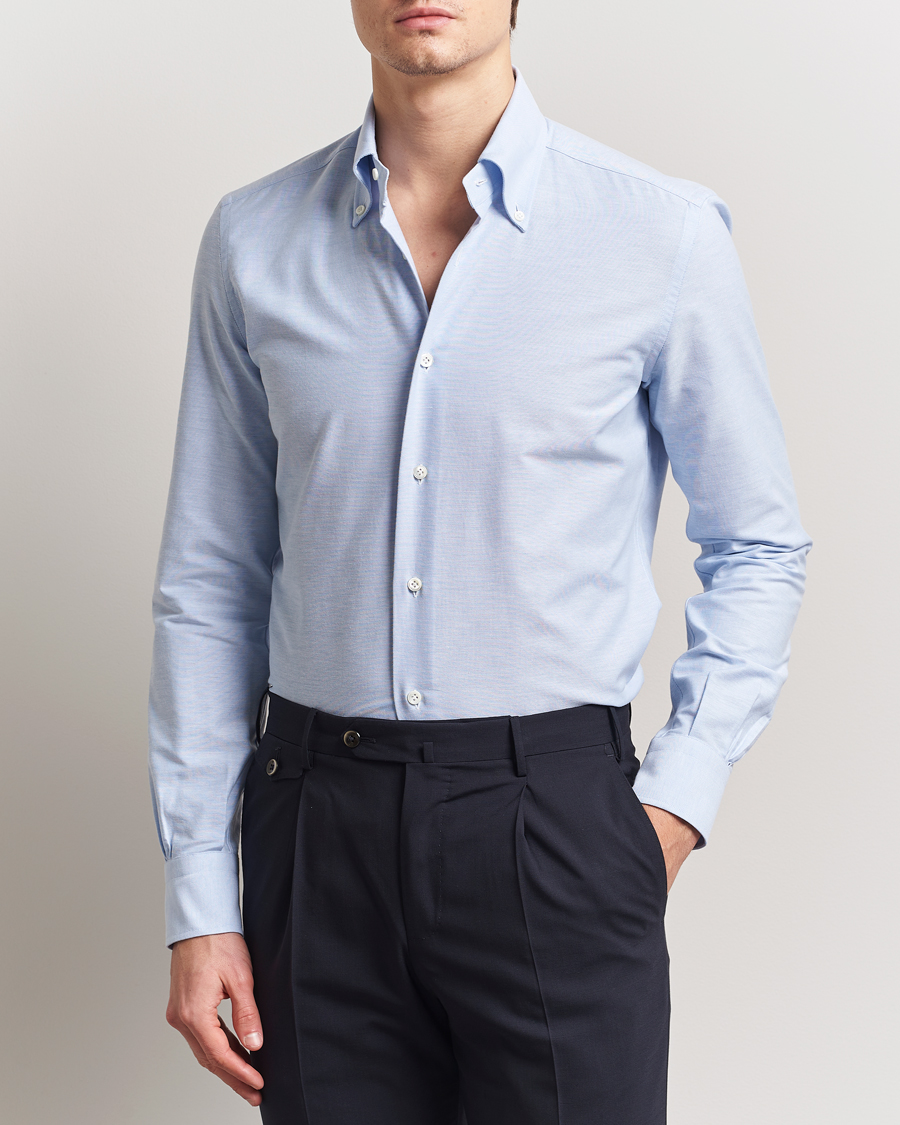 Herren | Hemden | Mazzarelli | Soft Oxford Button Down Shirt Light Blue