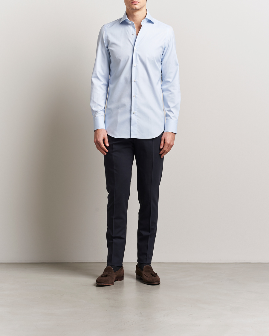 Herren | Hemden | Finamore Napoli | Milano Slim Royal Oxford Dress Shirt Light Blue