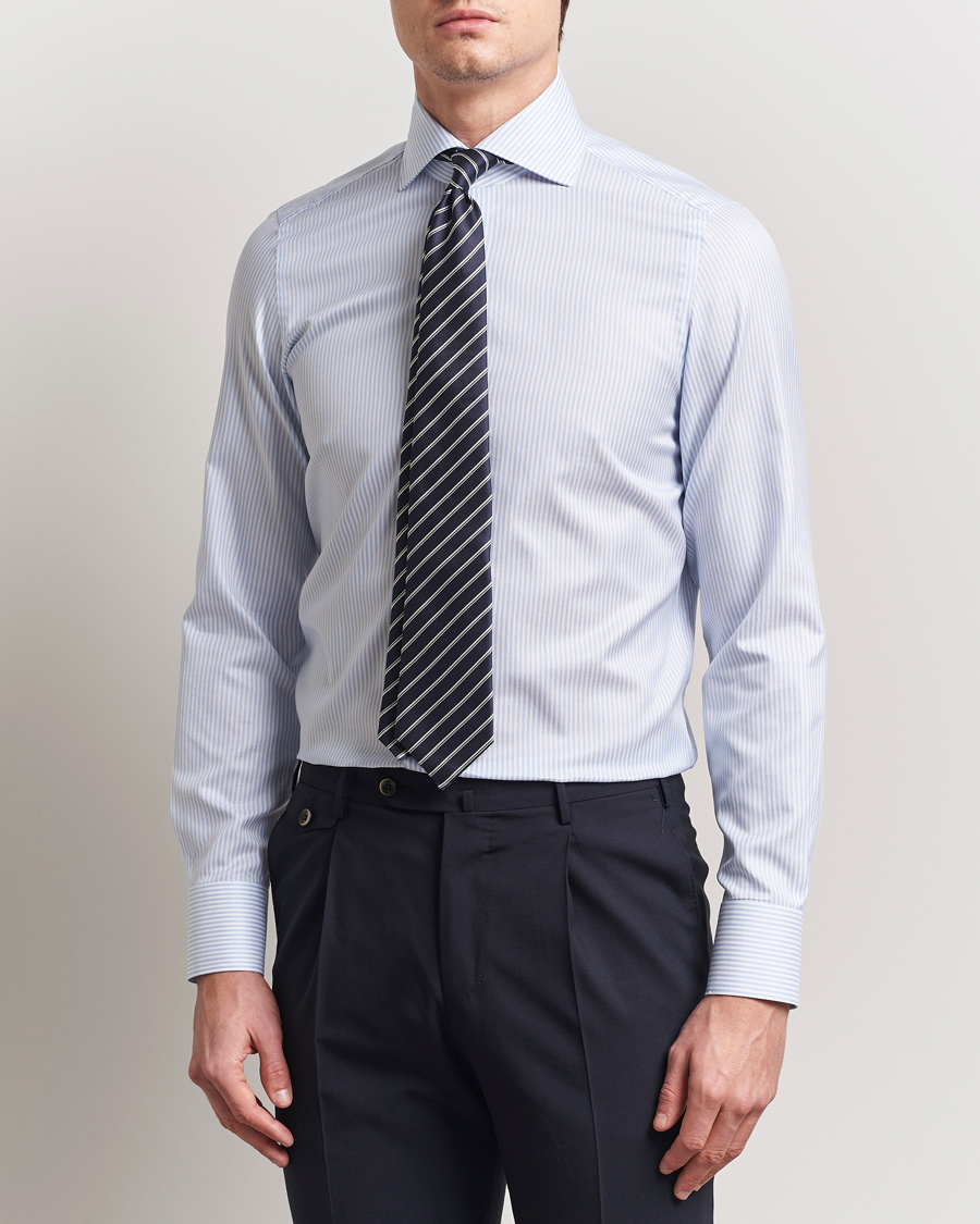Herren | Hemden | Finamore Napoli | Milano Slim Royal Oxford Dress Shirt Blue Stripe