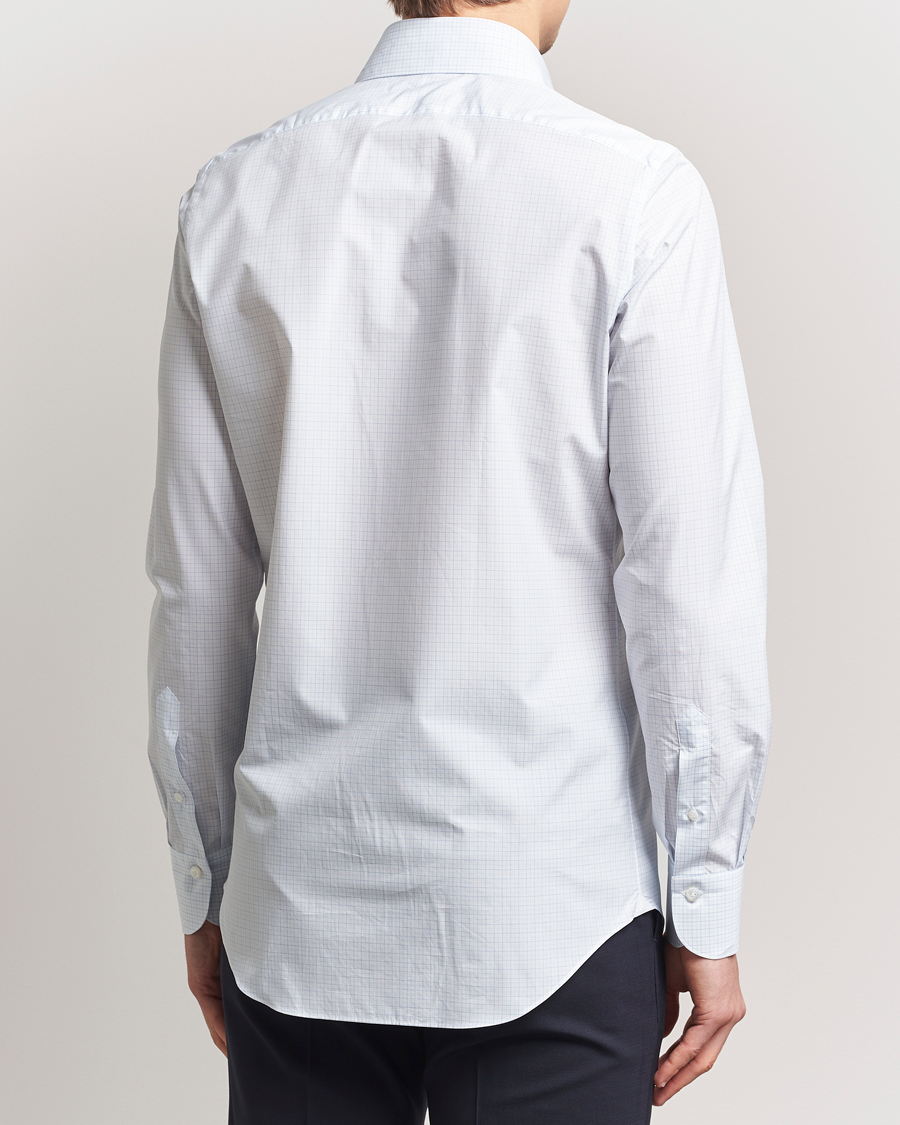 Herren | Hemden | Finamore Napoli | Milano Slim Popeline Check Shirt Light Blue