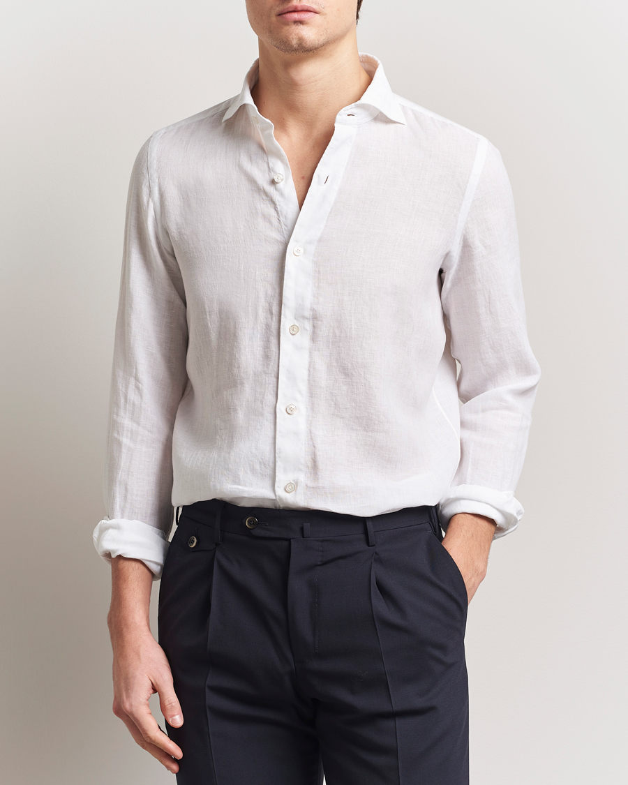 Herren | Hemden | Finamore Napoli | Gaeta Linen Shirt White