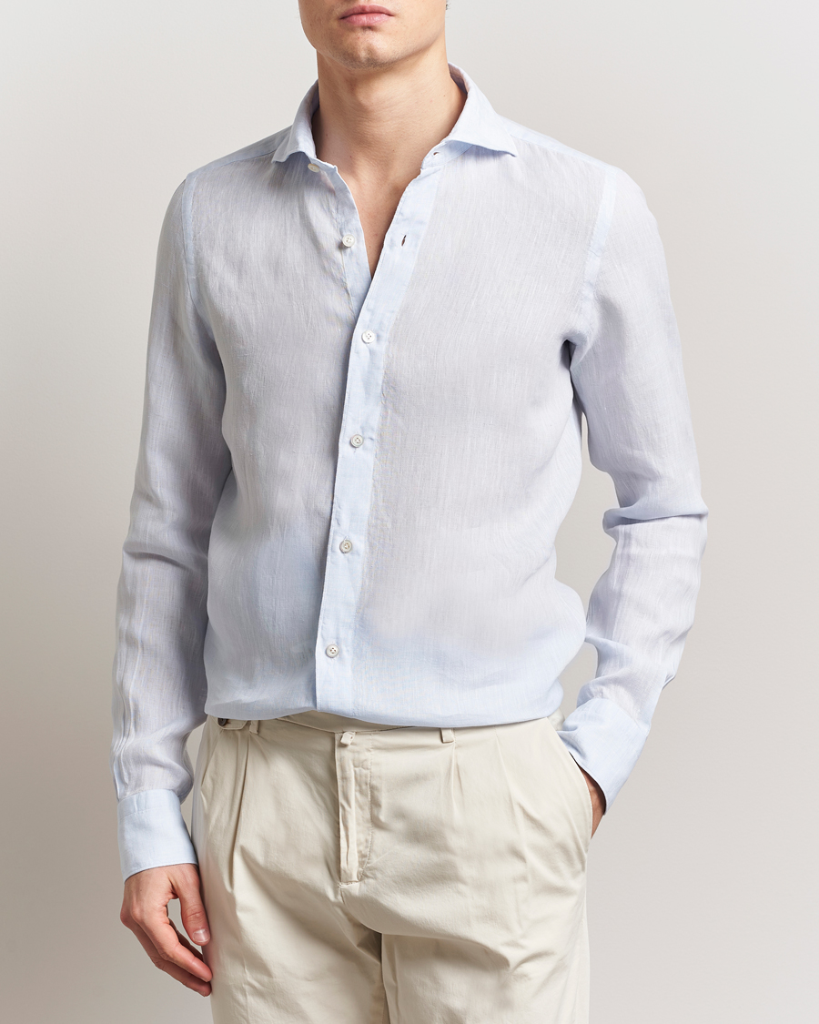 Herren | Hemden | Finamore Napoli | Gaeta Linen Shirt Light Blue
