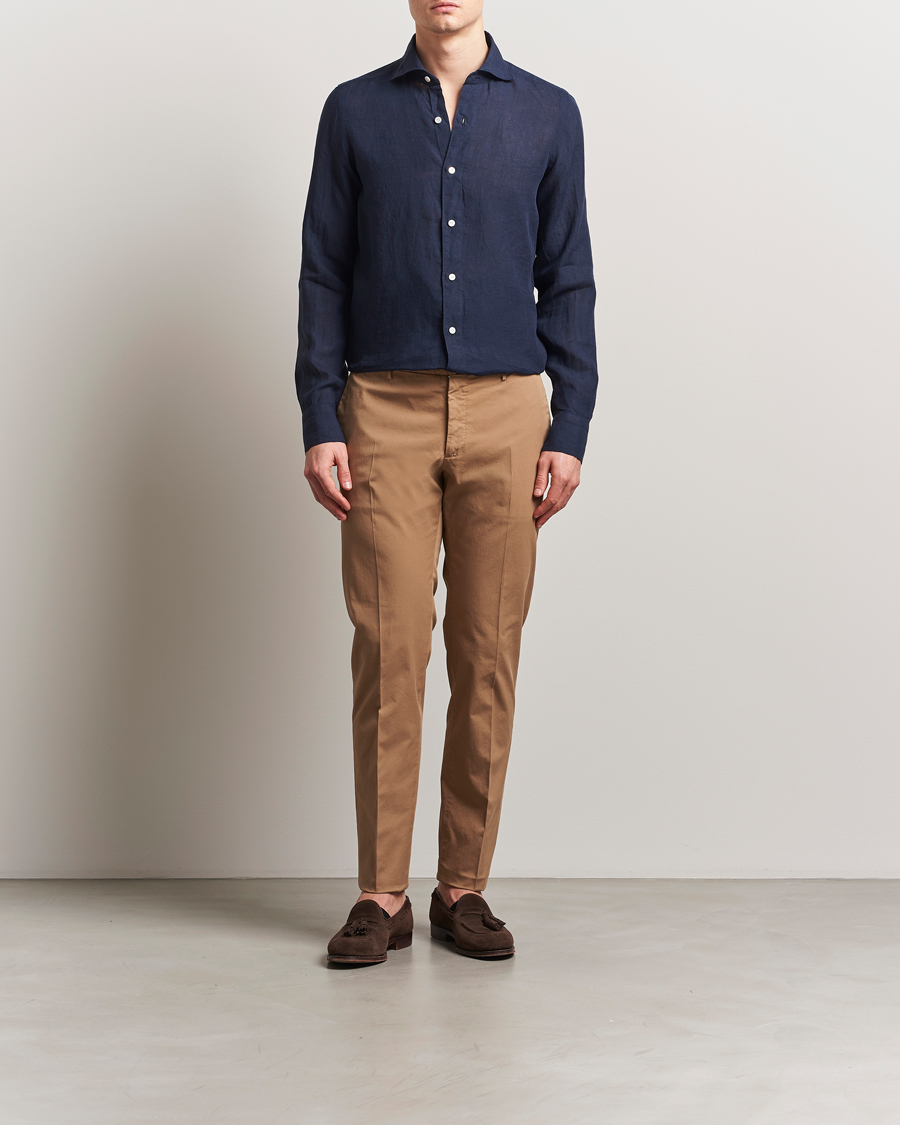 Herren | Hemden | Finamore Napoli | Gaeta Linen Shirt Navy