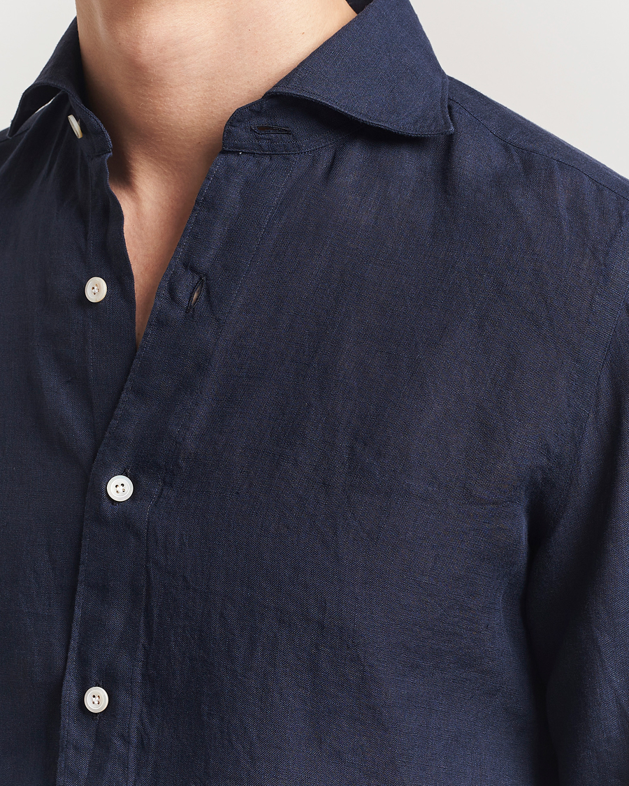 Herren | Hemden | Finamore Napoli | Gaeta Linen Shirt Navy