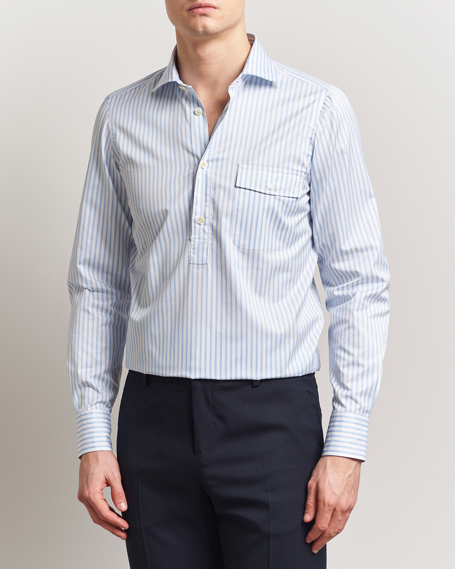 Herren | Hemden | Finamore Napoli | Porto Popover Shirt Light Blue