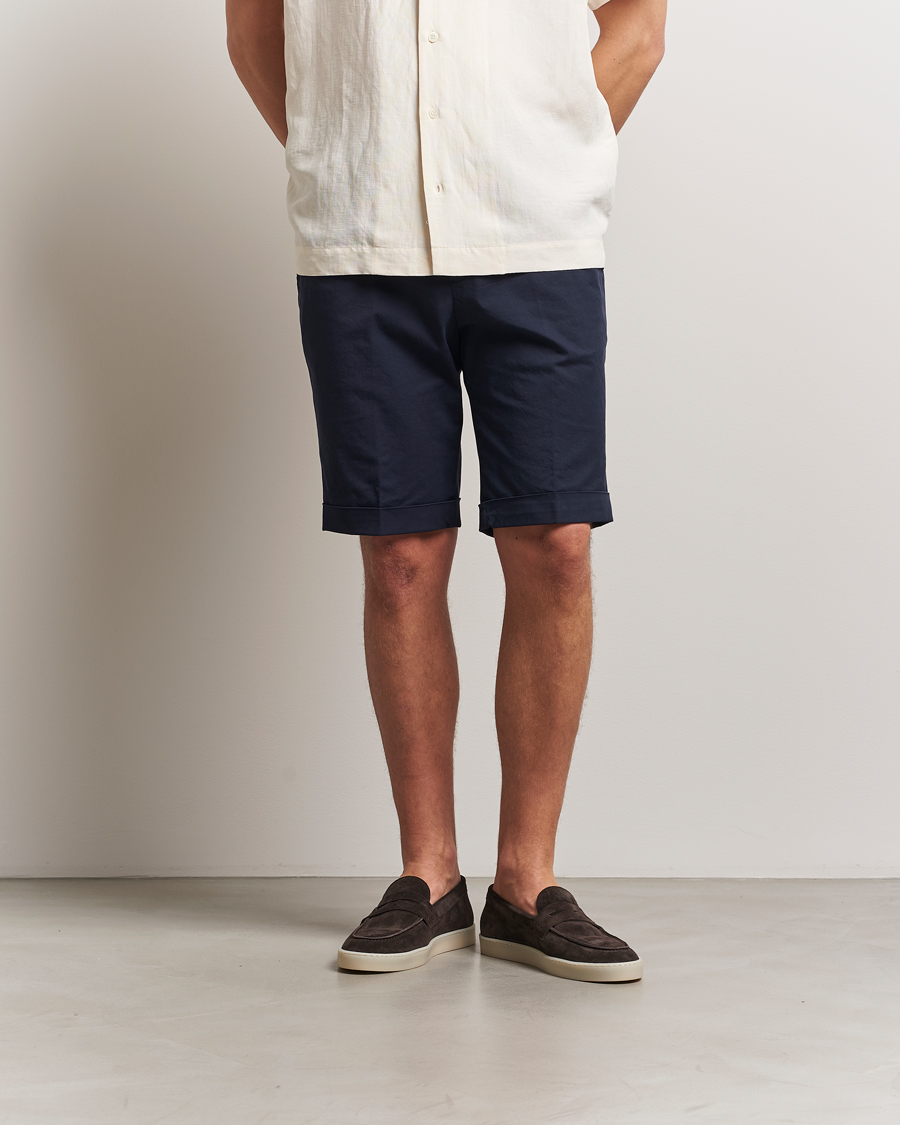 Herren | Shorts | Briglia 1949 | Pleated Cotton Shorts Navy