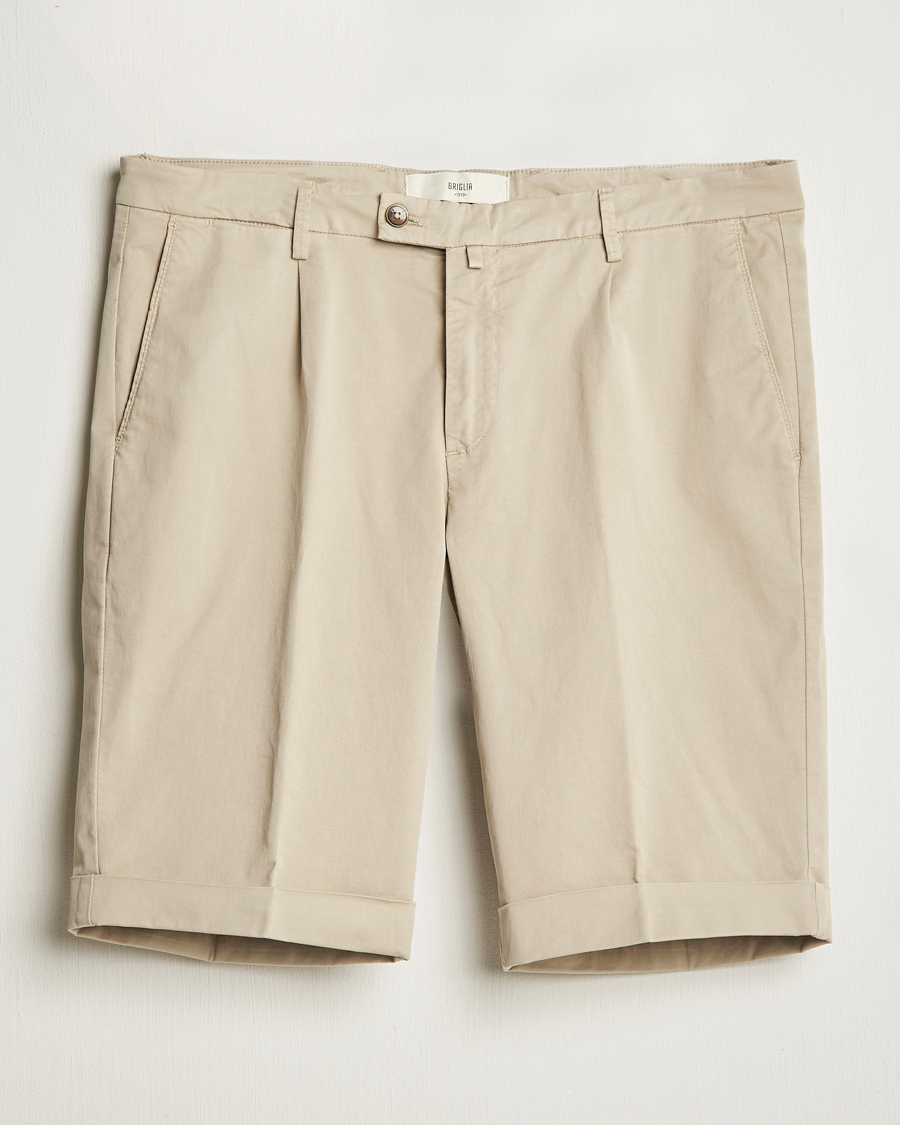 Herren | Shorts | Briglia 1949 | Pleated Cotton Shorts Taupe