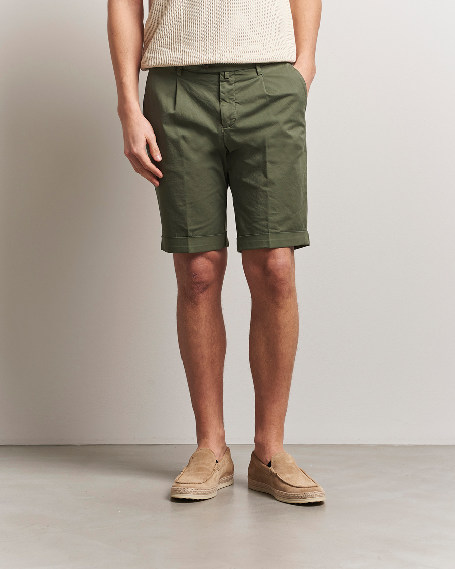 Herren | Shorts | Briglia 1949 | Pleated Cotton Shorts Olive