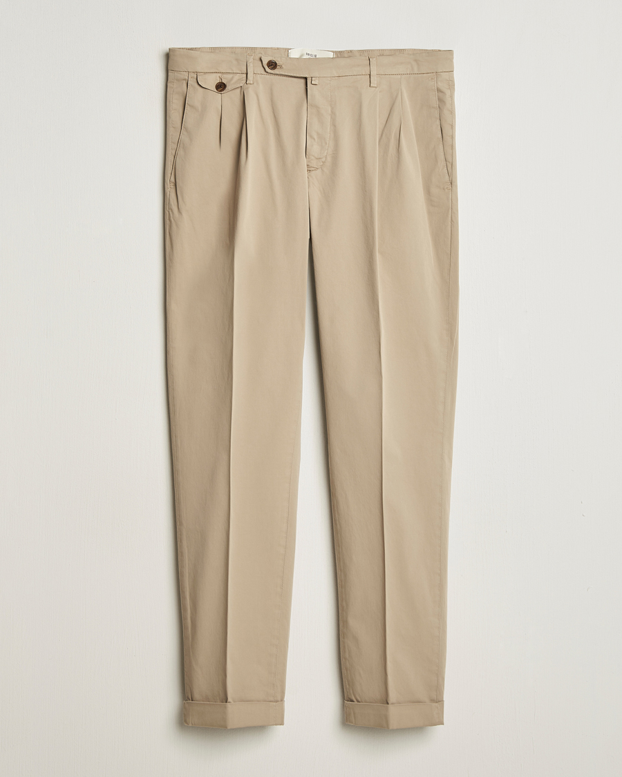 Herren | Hosen | Briglia 1949 | Easy Fit Pleated Cotton Stretch Chino Taupe