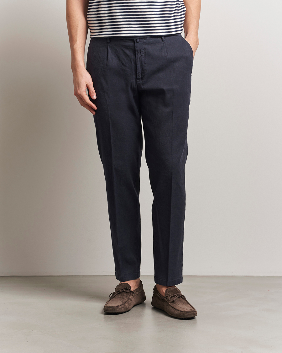 Herren | Hosen | Briglia 1949 | Pleated Linen Trousers Navy