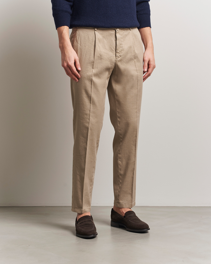 Herren | Hosen | Briglia 1949 | Pleated Linen Trousers Taupe