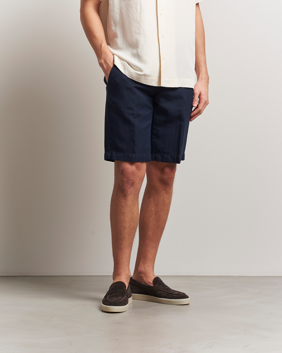 Herren | Shorts | Briglia 1949 | Linen/Cotton Drawstring Shorts Navy