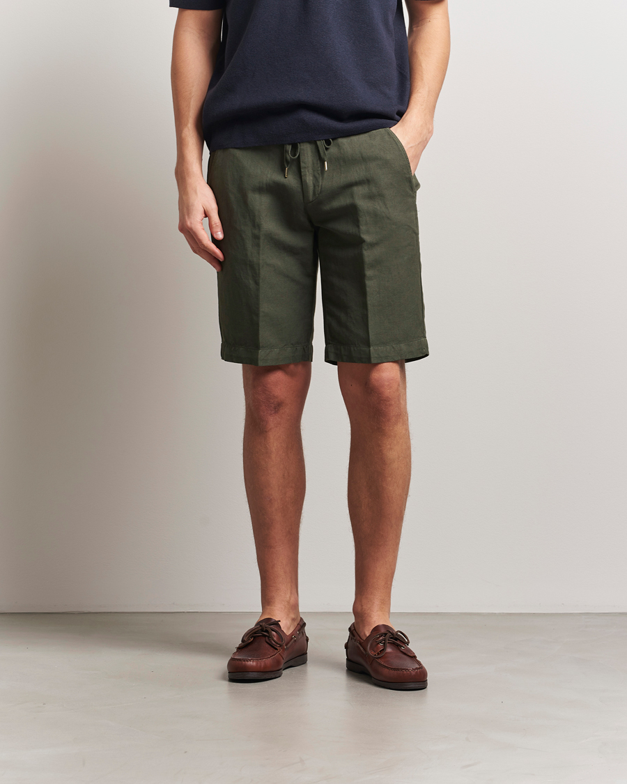 Herren | Shorts | Briglia 1949 | Linen/Cotton Drawstring Shorts Olive