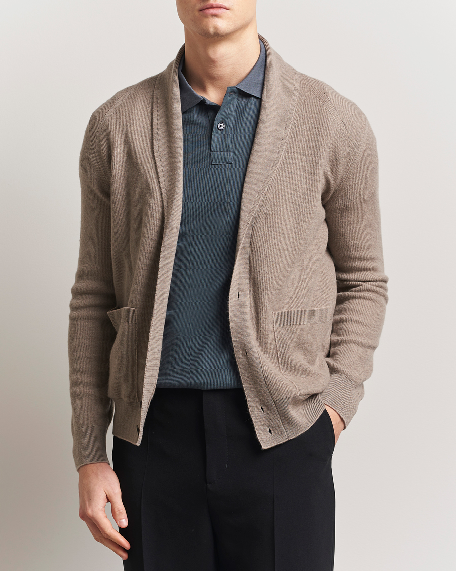 Herren | Pullover | Brioni | Cashmere/Cotton Shawl Cardigan Beige