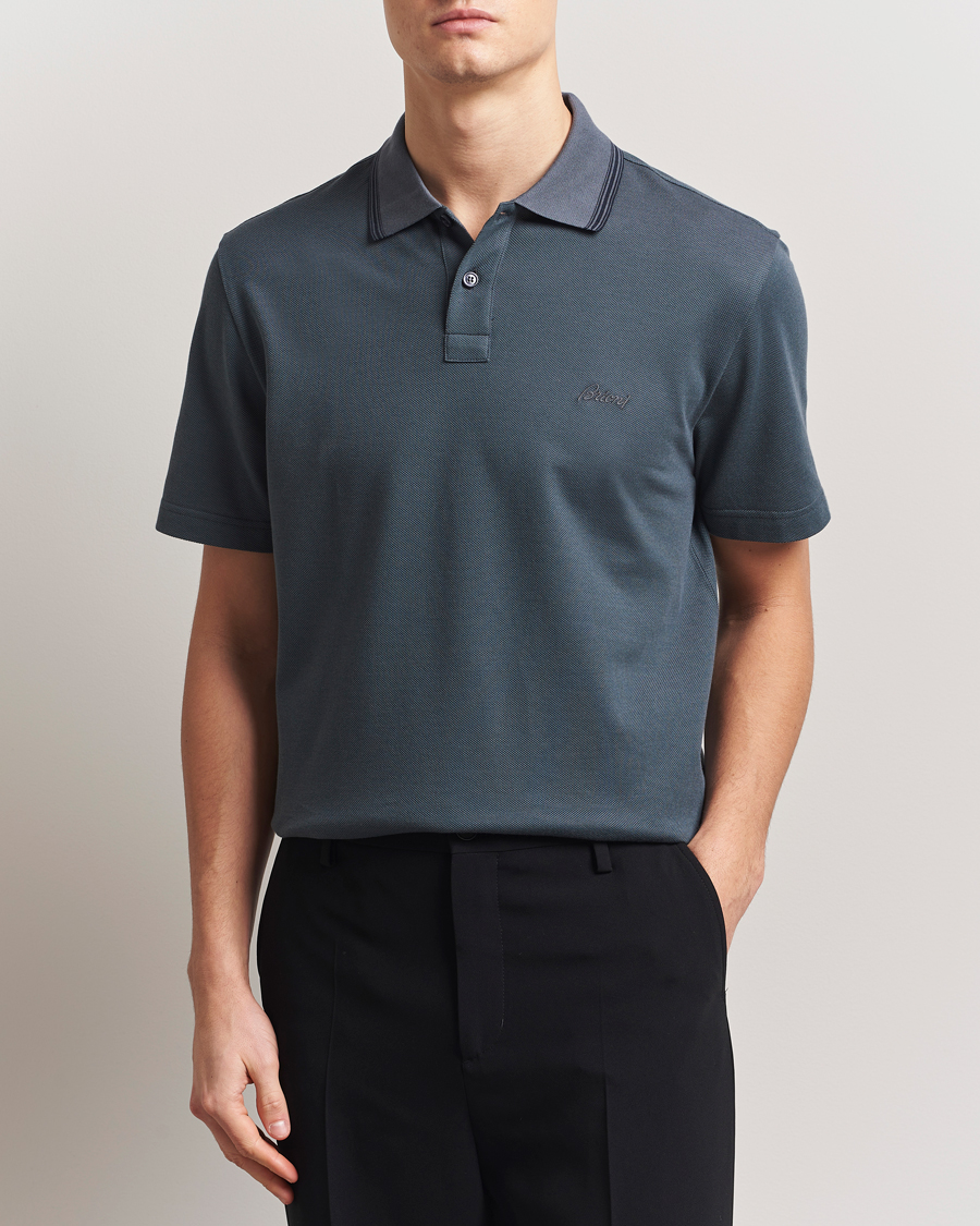 Herren | Poloshirts | Brioni | Short Sleeve Cotton Piquet Polo Green