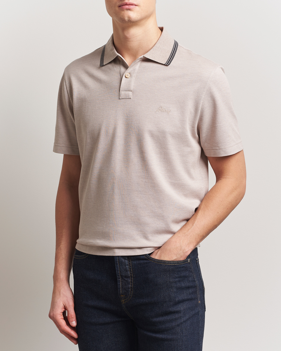 Herren | Poloshirts | Brioni | Short Sleeve Cotton Piquet Polo Beige
