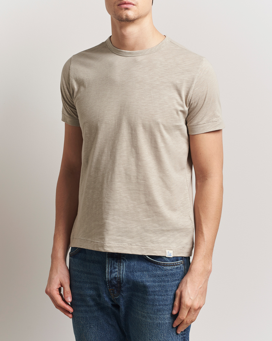 Herren | T-Shirts | Merz b. Schwanen | Organic Pima Cotton Slub Crew Neck T-Shirt Greige