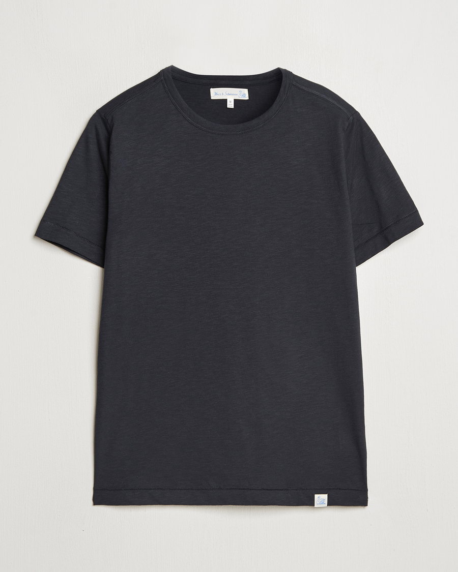 Herren | T-Shirts | Merz b. Schwanen | Organic Pima Cotton Slub Crew Neck T-Shirt Black