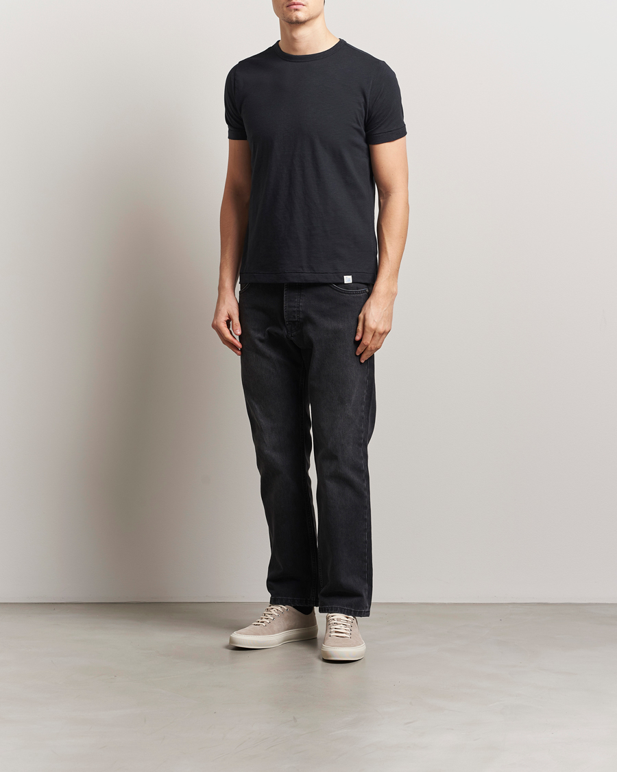 Herren | T-Shirts | Merz b. Schwanen | Organic Pima Cotton Slub Crew Neck T-Shirt Black