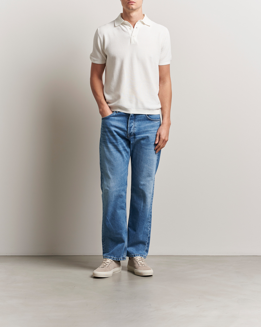 Herren | Poloshirts | Merz b. Schwanen | Relaxed Fit Knitted Polo White