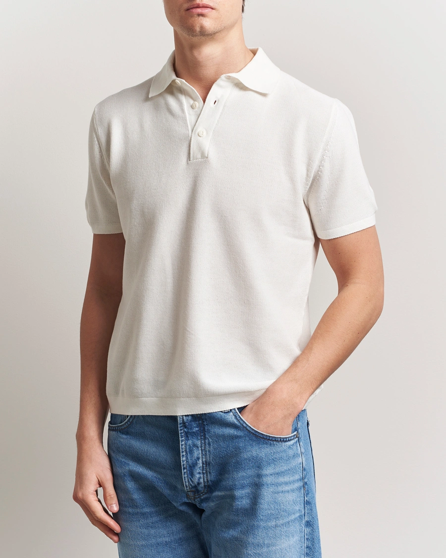 Herren | Poloshirts | Merz b. Schwanen | Relaxed Fit Knitted Polo White