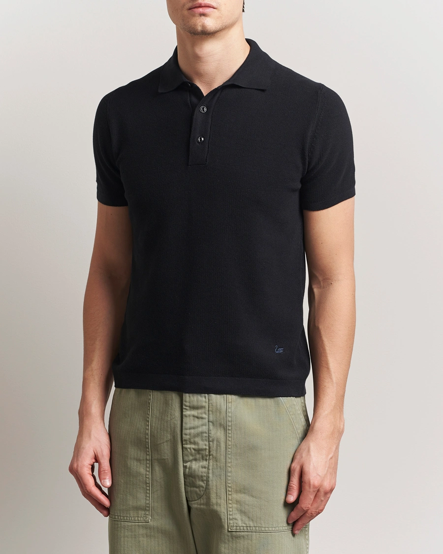 Herren | Poloshirts | Merz b. Schwanen | Relaxed Fit Knitted Polo Black