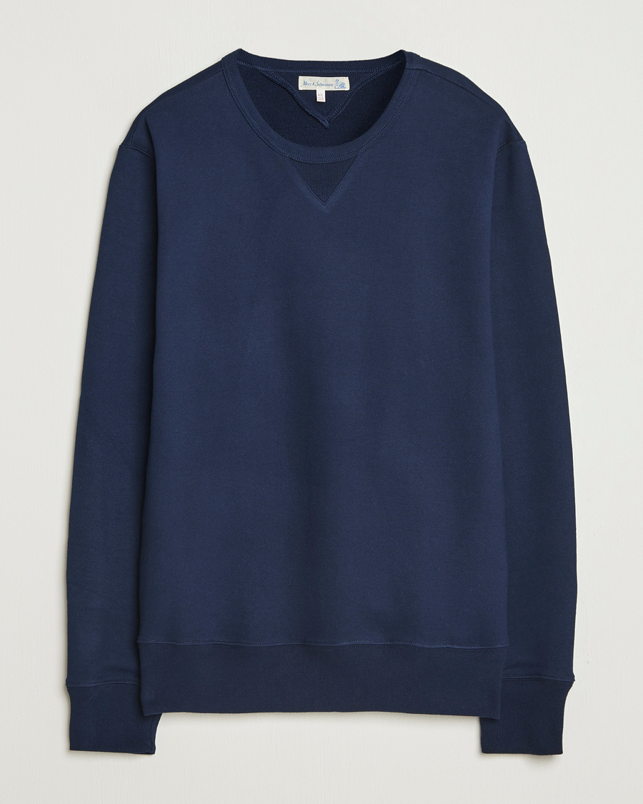 Herren | Pullover | Merz b. Schwanen | Sturdy Loopback Fleece Sweatshirt Ink Blue