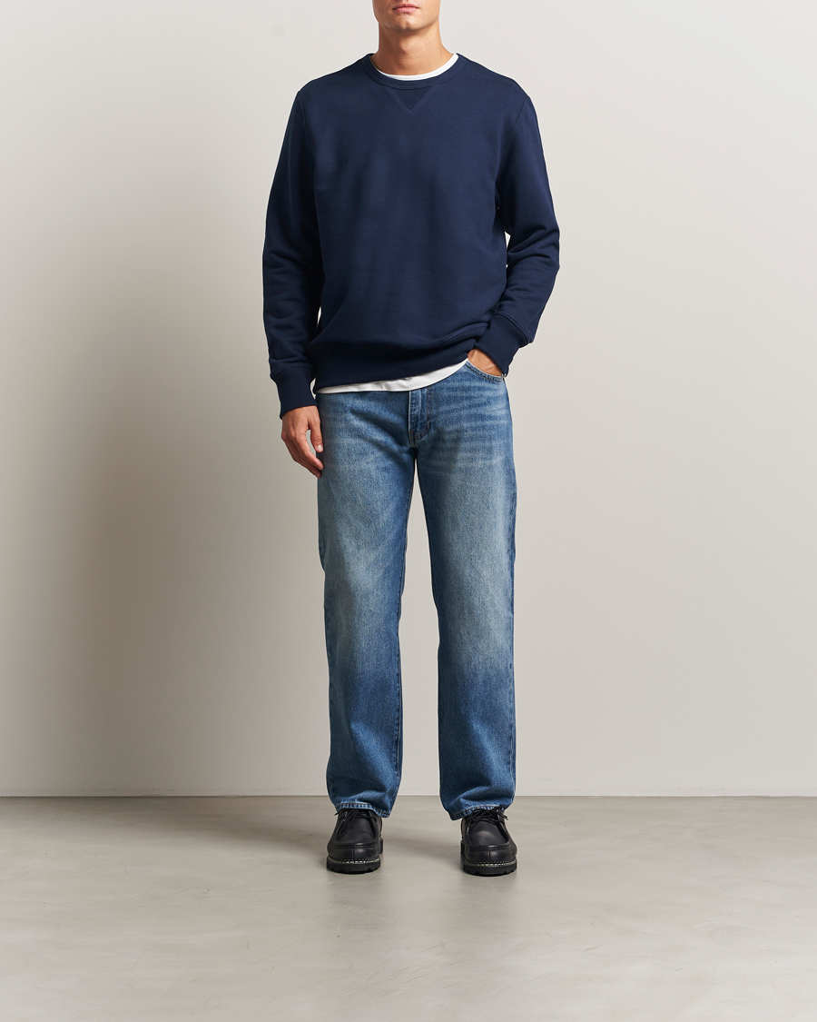 Herren | Pullover | Merz b. Schwanen | Sturdy Loopback Fleece Sweatshirt Ink Blue