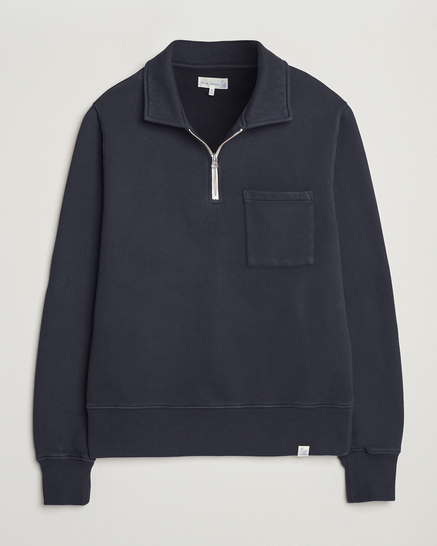 Herren | Pullover | Merz b. Schwanen | Relaxed Fit Vintage Fleece Half Zip Sweat Charcoal