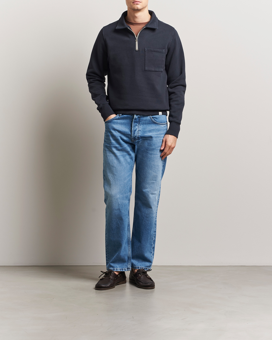Herren | Pullover | Merz b. Schwanen | Relaxed Fit Vintage Fleece Half Zip Sweat Charcoal