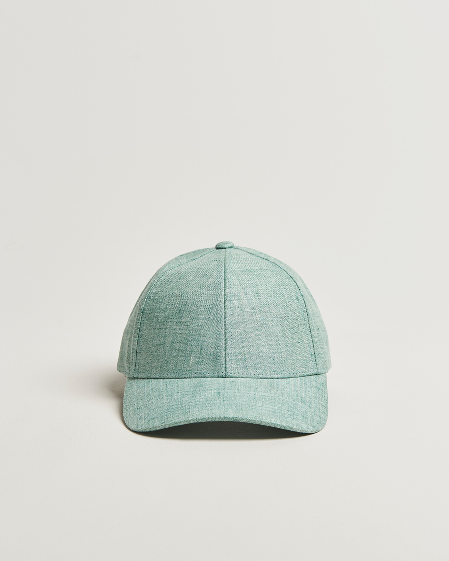 Herren | Hüte & Mützen | Varsity Headwear | Linen Baseball Cap Cyan Green