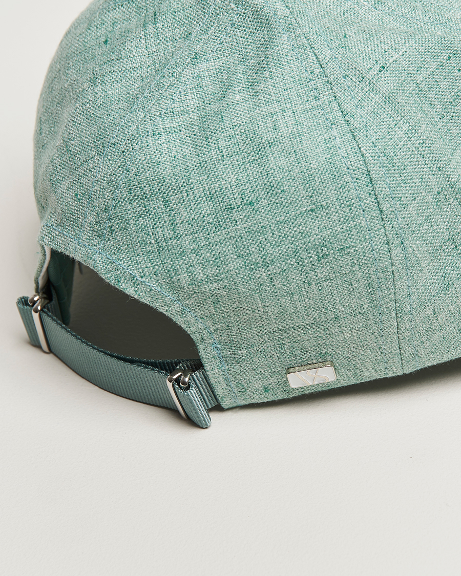 Herren | Hüte & Mützen | Varsity Headwear | Linen Baseball Cap Cyan Green