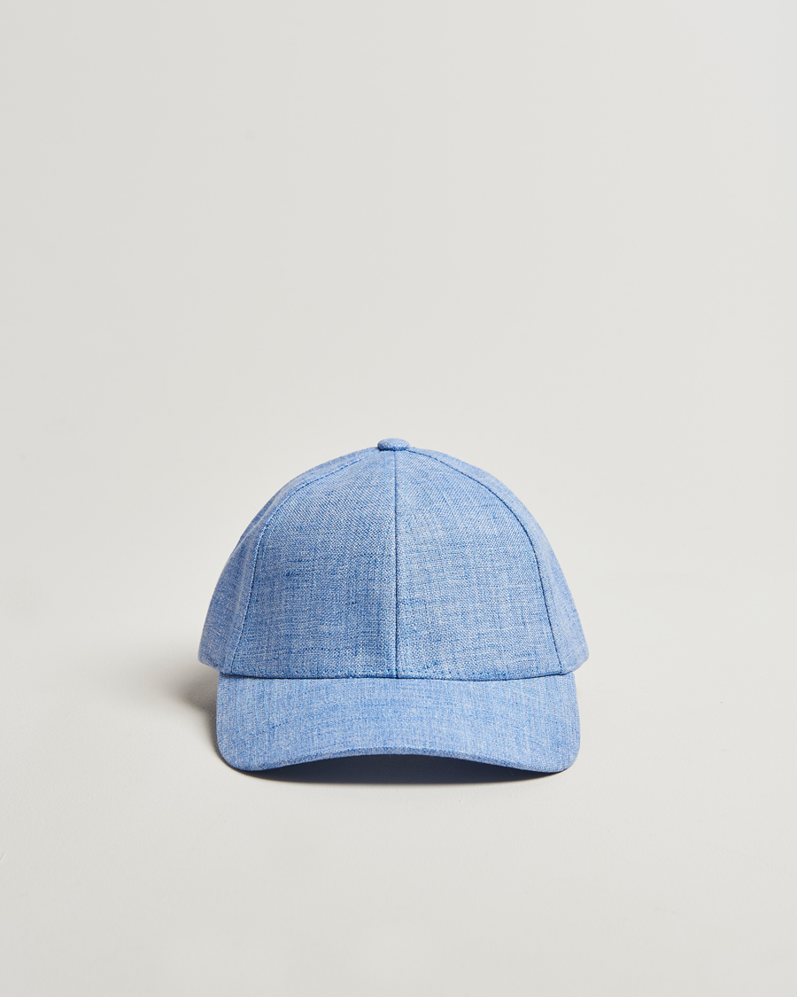 Herren | Hüte & Mützen | Varsity Headwear | Linen Baseball Cap Azure Blue