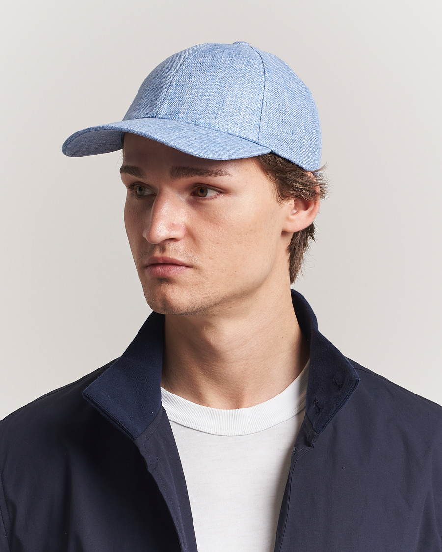 Herren | Hüte & Mützen | Varsity Headwear | Linen Baseball Cap Azure Blue